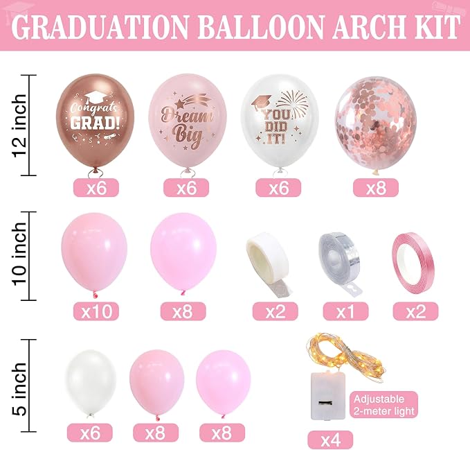 Pink Graduation Decorations 2026 Rose Gold Balloon Boxes - Image 3
