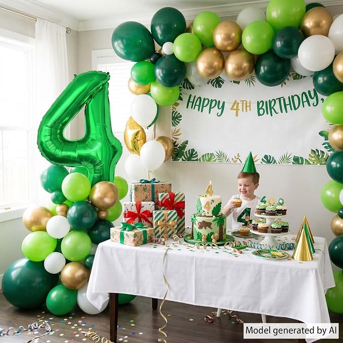 Green Number 4 Balloon 40 Inch, Foil Numeral Radiant Green 4th Milestone | - Image 2