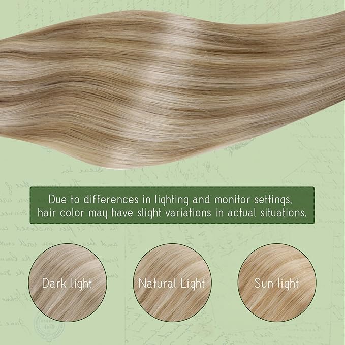 RUNATURE Clip in Hair Extensions Real Human Hair Blonde Highlight 18 Inch Real Human Hair Clip in Extensions 120g Blonde Hair Extension Clip Ins Human Hair Extension Full Head Double Weft 7pcs