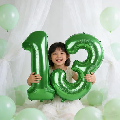Number 13 Balloons 40 Inch for 13 31 Birthday Party Decorations, Dark Green | - Image 3