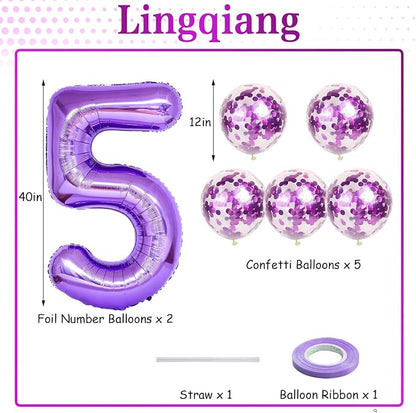 15th Birthday Balloons for Girls, 15 Inch Giant Purple Foil Number 15 Balloons - Image 2