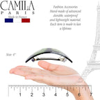 Camila Paris CP3325 French Hair Barrette Oval For Thick Curly Wavy Long Hair, Strong Hold Grip Hair Clips for Women, No Slip Rubberized Metal Clasp, Styling Girls Hair Accessories, Made in France