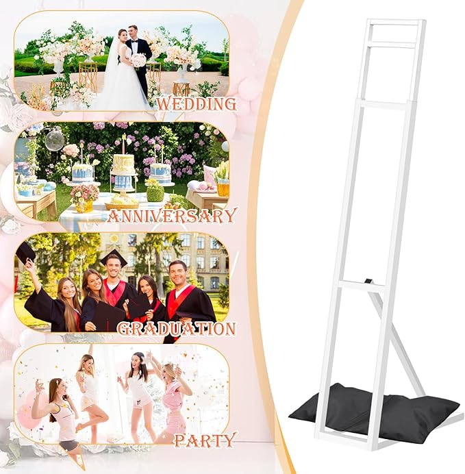 2 Pack White Wedding Backdrop Stand, Adjustable Metal Arch - Image 7