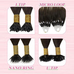 YoungSee Utip Hair Extensions Ombre Dark Brown with Ash Blonde U Tips Hair Extensions Human Hair Ombre 24In 1G/S 50G