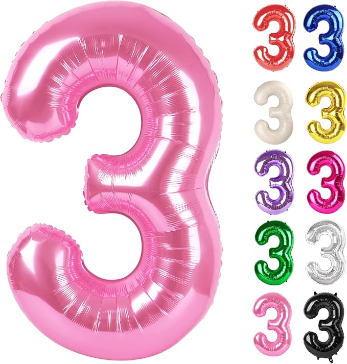 Pink Number 3 Balloon 40 Inch by IWERP