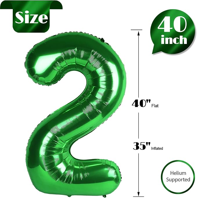 Green Number 2 Balloon 40 Inch - Image 5