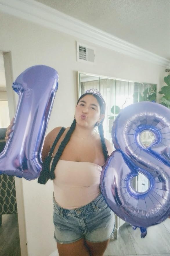 Lilac Number 1 Balloon 40 inch, Lavender Birthday Party Balloons Decorations | - Image 8