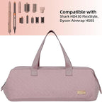 NISHEL Hair Tools Travel Carrying Bag, Portable Hair Air Wrap Dryer Case, Hair Dryer/Curling Iron/Airstraight Attachment Organizer, Peach Pink