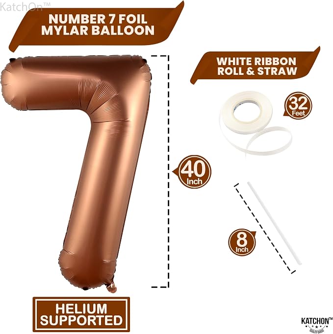 KatchOn Giant Coffee Brown Number 7 Balloon - Image 4