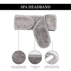 Simnice Spa Facial Headband for Washing Face,Adjustable Facial Headbands Esthetician, Terry Cloth Headband Stretch Towel with Magic Tape,Grey