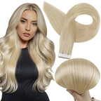 Full Shine Tape in Hair Extensions Blonde Human Hair Extensions Color 613 Tape ins Human Hair 28Inch Long Hair Extension Tape ins Seamless Remy Hair 50Gram Double Sided Tapes 20Pcs for Women