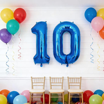40 Inch Navy Blue 10 Balloon for 10th Birthday Party, Helium Giant Foil Number - Image 2