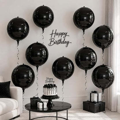Black Round Foil Balloons 9 pcs - Image 6