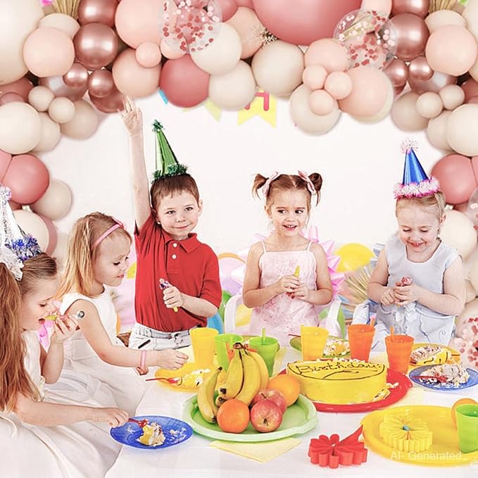 Blush Pink Balloon Garland Arch Kit, Rose Gold Sand White Confetti | Retro Pink - Image 5