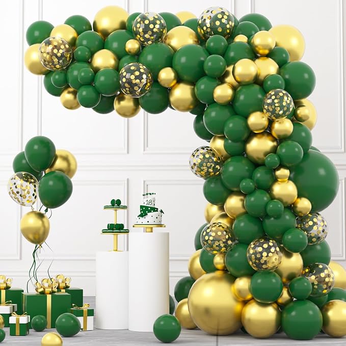 Dark Green Gold Balloon Garland Arch Kit - Image 2