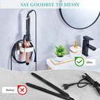 Straighteners Holder Wall Mounted Curling Iron Holder Metal Hair Dryer Holder for Curling Wands Accessories Adhesive Hair Tool Organizer Flat Iron Holder for Bathroom Barber Shops Vanity (Sliver)