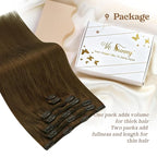 Ve Sunny Brown Hair Extensions Clip in Real Human Hair 20 inch Double Weft Remy Straight Human Hair Extensions Clip ins for Women 7pcs 120g