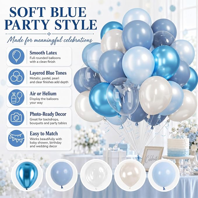 Blue Balloons, Baby Boy Gender Reveal Ocean Birthday Wedding Anniversary - Image 7