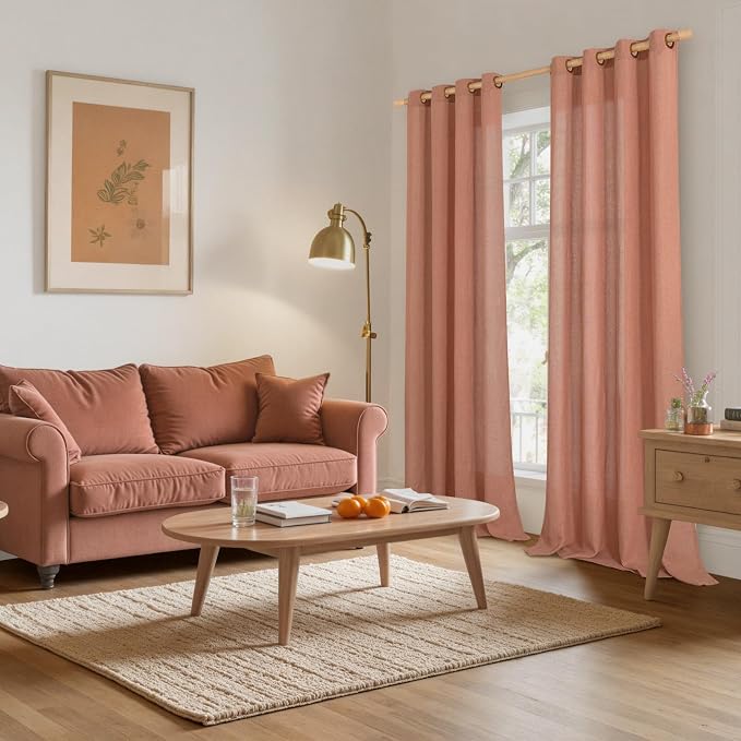 YoungsTex Terracotta Linen Curtains 90 Inch Length - Image 2