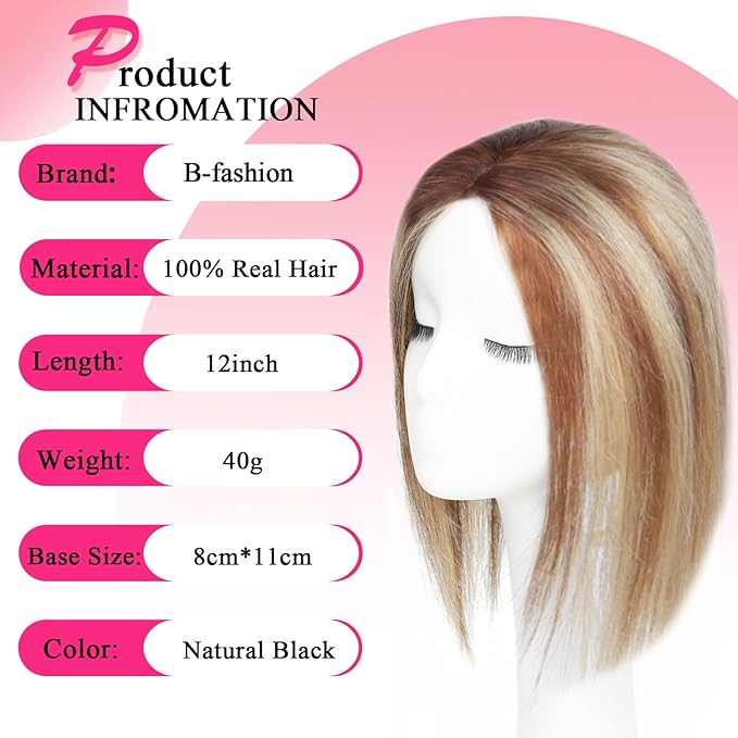 Hair Toppers for Women Real Human Hair Topper Swiss Lace Middle Part Clip in Bangs Remy Human Hair Straight Hairpieces for Thinning Realistic Scalp 360° Cover Gray Hairy Roots Highlight Ombre Blonde