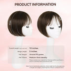 LEEONS Hair Toppers for Women with Bangs Short Bob Synthetic Pieces for Thinning Hair Side Part (Mixed Dark Brown)