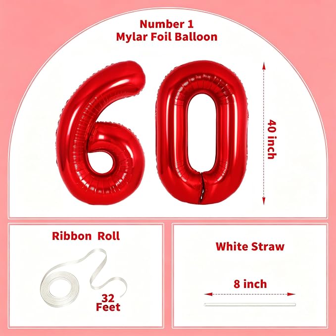 Number Balloons Red Party Balloon - Image 2