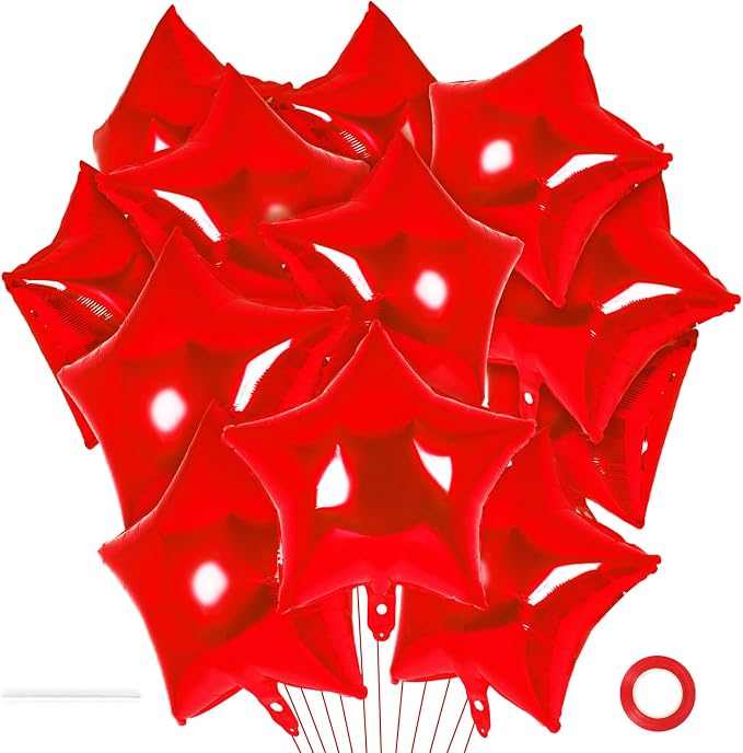 20 Pcs Star Balloons, 18 Inch Red Star Foil Balloons, Stars Shaped Balloon by YOTHORN