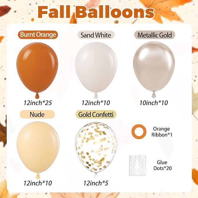 60pcs Fall Balloons 12inch, Thanksgiving Balloons - Image 2