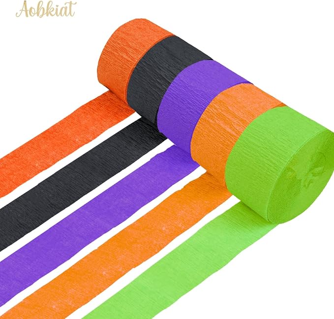 AOBKIAT Halloween Streamers Party Decorations, in Orange Purple Black Green | 5 - Image 3