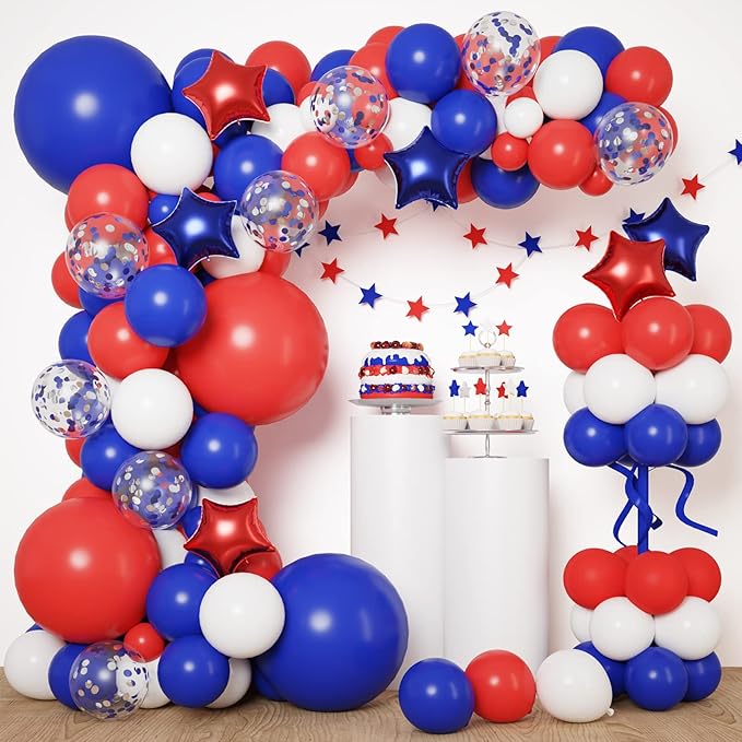 RUBFAC Red White and Blue Balloons Arch Kit, 4th of July Balloons Patriotic by RUBFAC