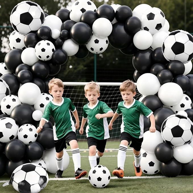 Soccer Balloon Garland Arch Kit, 18 12 10 5 Inch Black White Football Print - Image 3