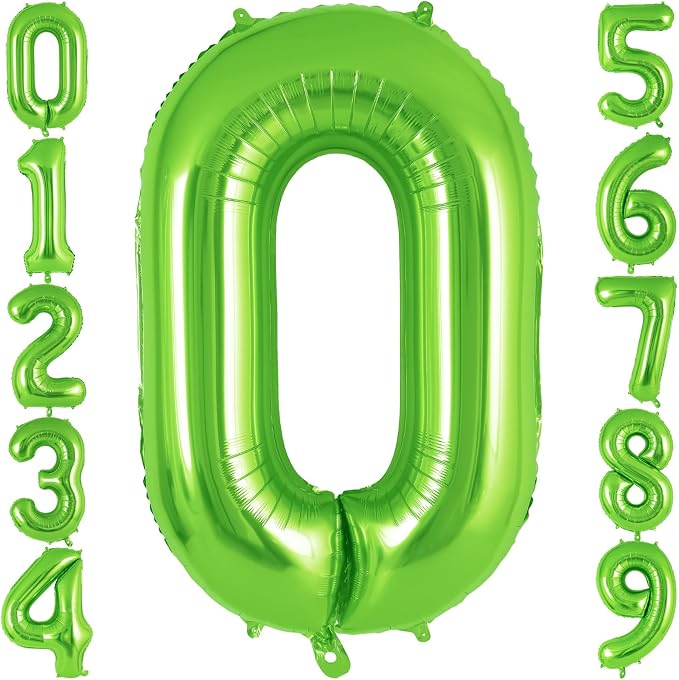 Green Number 0 Balloon 40 Inch, Big Large Foil Helium Number Balloons, Jumbo by AIQINHU
