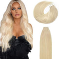Lacer Remy Tape in Hair Extensions Human Hair - Natural PU Skin Weft Real Virgin Human Hair Extensions Tape in - Platinum Blonde Double Side Weft 50g 20pcs/set 14 Inch