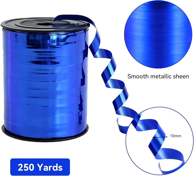 TONIFUL 250 Yards Blue Curling Ribbon 10mm Wide Balloon String DIY Decor | - Image 2