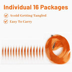 16 Pcs Colored Hair Extensions Curly Wavy Clip in Synthetic Hairpiece Streak for Girls Women Kids, Colorful Christmas New Year Party Highlights Cosplay Festival Gift(Orange)