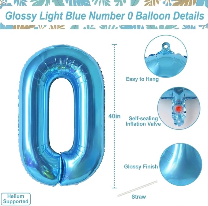 Light Blue Number 10 Balloon 40 Inch, Foil Numeral - Image 4