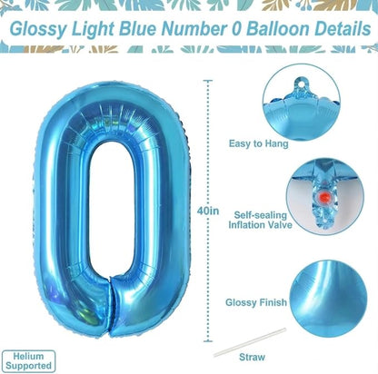 Light Blue Number 10 Balloon 40 Inch, Foil Numeral - Image 4