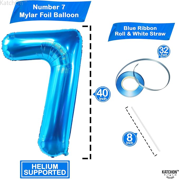 KatchOn Giant Blue Number 7 Balloon - Image 4