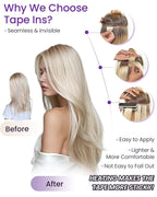 LaaVoo Tape in Human Hair Extensions Dark Ash Blonde Highlighted with Light Blonde Tape in Hair Extensions Seamless 40pcs 100g 16 Inch