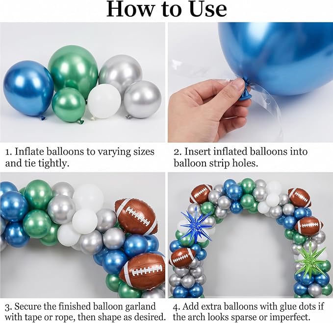 Navy Green Football Balloon Arch Garland Kit, American Rugby Decor - Image 3