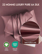 SilkSilky 100% Mulberry Silk Pillowcase - Pure 22 Momme High-Grade 6A Fibers for Hair & Skin, Envelope Closure, Natural, Organic, Breathable & Cooling Pillow Case (Standard, Pale Mauve)