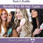 Rock & Ruddle Natural Mixed Boar Bristle Hair Brush for Women and Kids (Small/Travel Size, 17.5cm - Perfect for Wet or Dry Hair, Detangling Smoothing Blowdrying - Made in UK - Blue Ribbon