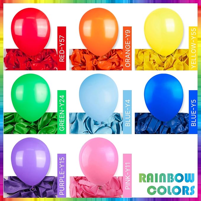 PartyWoo Rainbow Balloon Arch Kit 142pcs Colorful and Blue Balloons | Red Green - Image 3