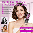 Mini Cordless Curling Iron Brush, Portable Hair Straightening Brush, Cordless Hair Curler Anti-Frizz with Negative Ions, 3-in-1 Crimper Hair Tool, Rechargeable Wave Curling Wand - Night Purple
