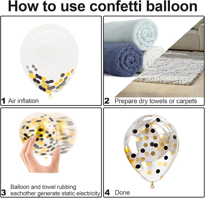 Bezente Black Gold Confetti Latex Balloons 60 Pack 12 inch | Black Gold - Image 5