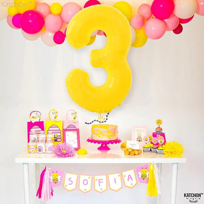 KatchOn, Honey Bee Party Decorations | Yellow Three balloon - Image 8