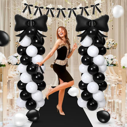 2 Sets Christmas Decor Bow Theme Balloon Column Stand Kit Decorations Bow - Image 7