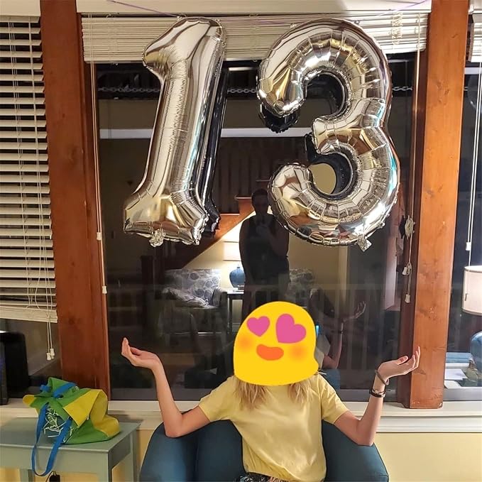 Silver 3 Balloons, 40 Inch Giant Helium Foil Number 0-9 Silver 3rd Birthday - Image 6