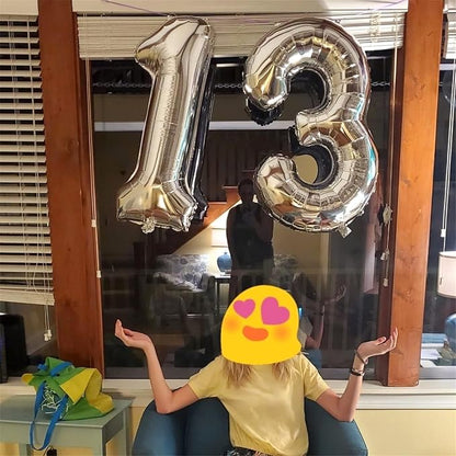 Silver 3 Balloons, 40 Inch Giant Helium Foil Number 0-9 Silver 3rd Birthday - Image 6