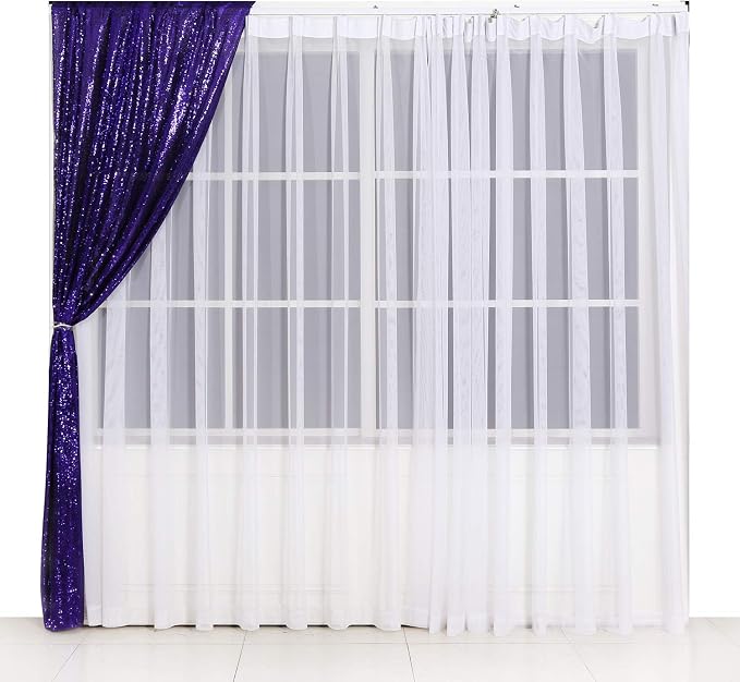 Poise3EHome 2ft x 8ft Purple Sequin Photography Backdrop Curtain 2 Panels - Image 8